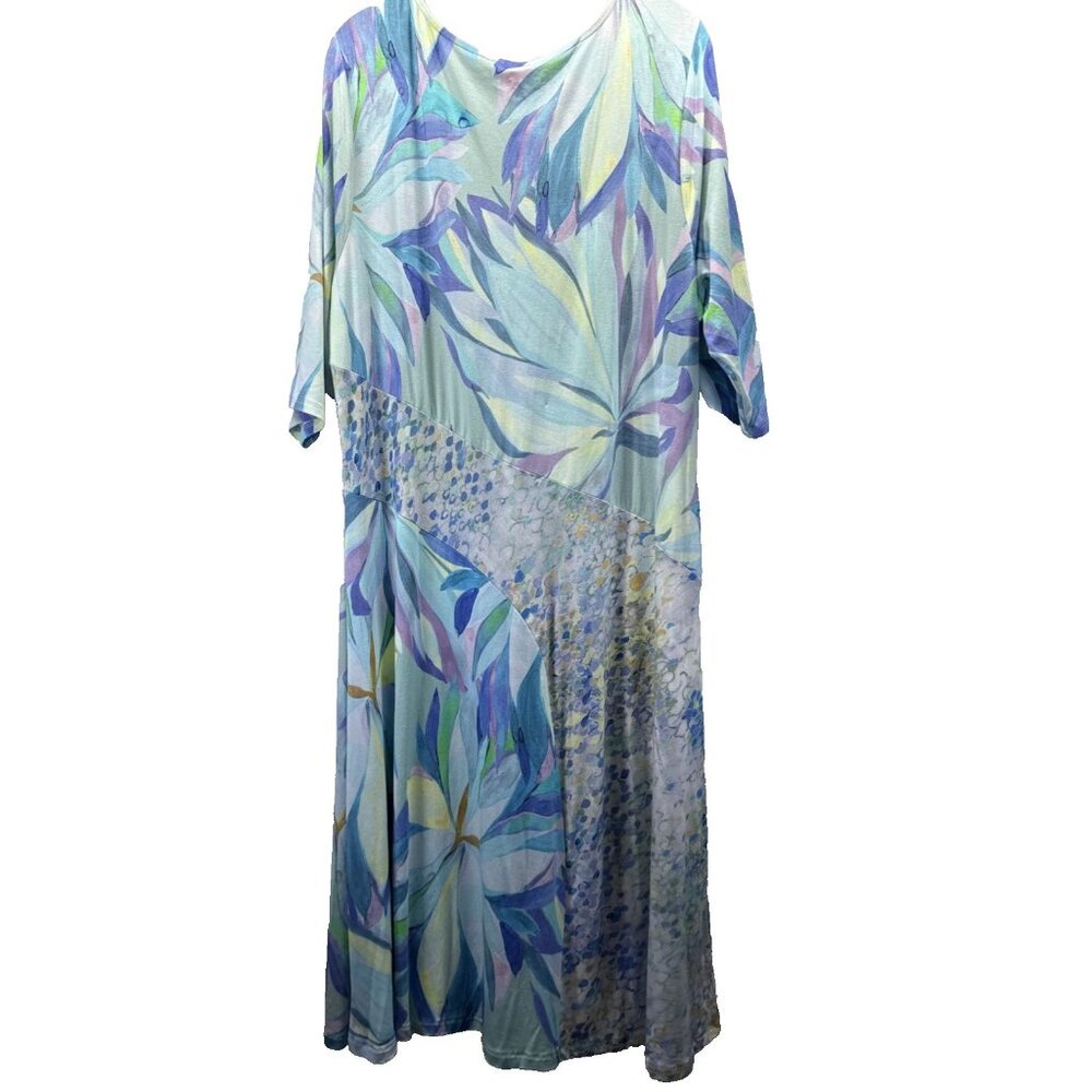 Soft Surroundings Stella Midi Dress 1X Plus Floral 1/2 Sleeve A Line‎ Paneled - Picture 4 of 6
